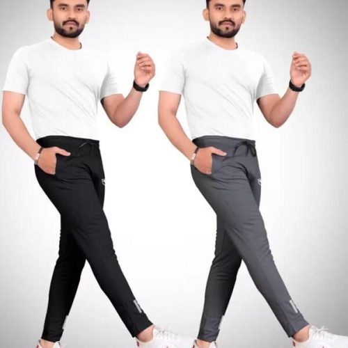 Men's Polyester Plain Trouser, Pack Of 2